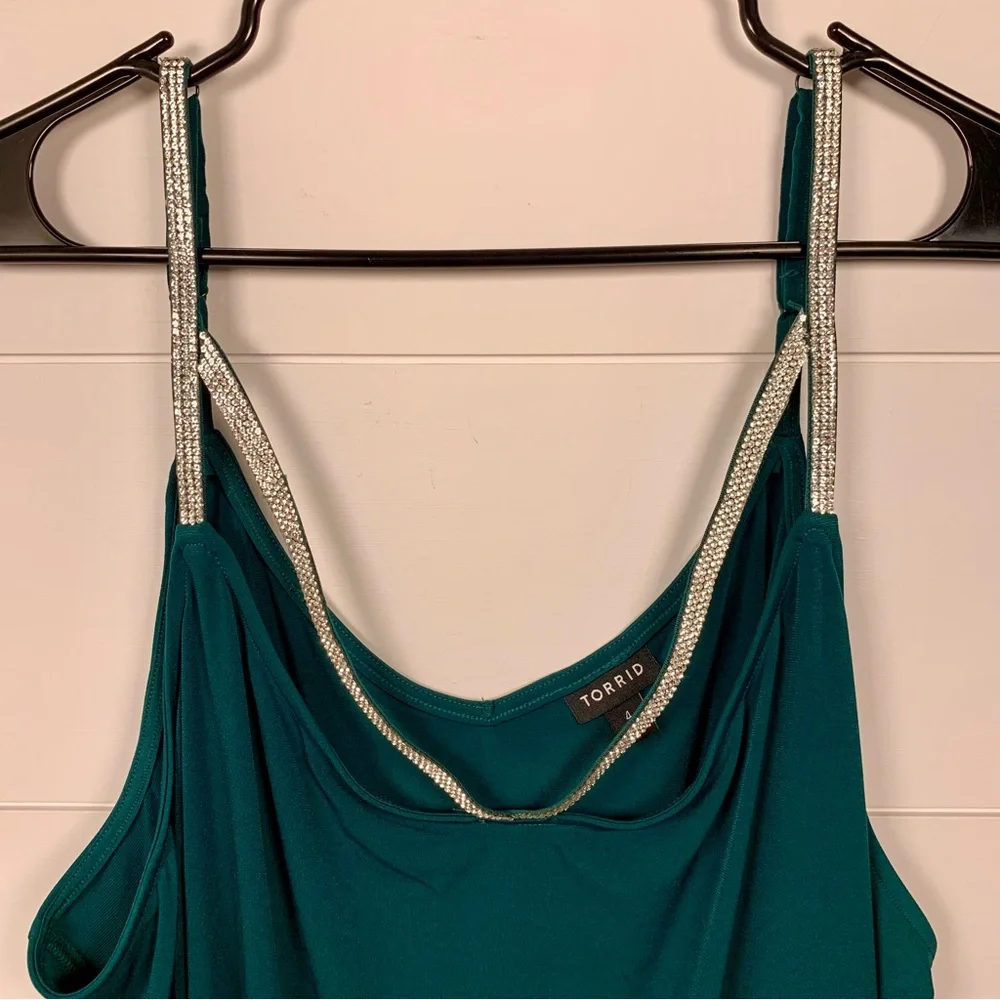 Torrid Tops LOT‎ OF 2 Tank Plus Size 4X Green Bling Cami Black Sheer Long Sleeve